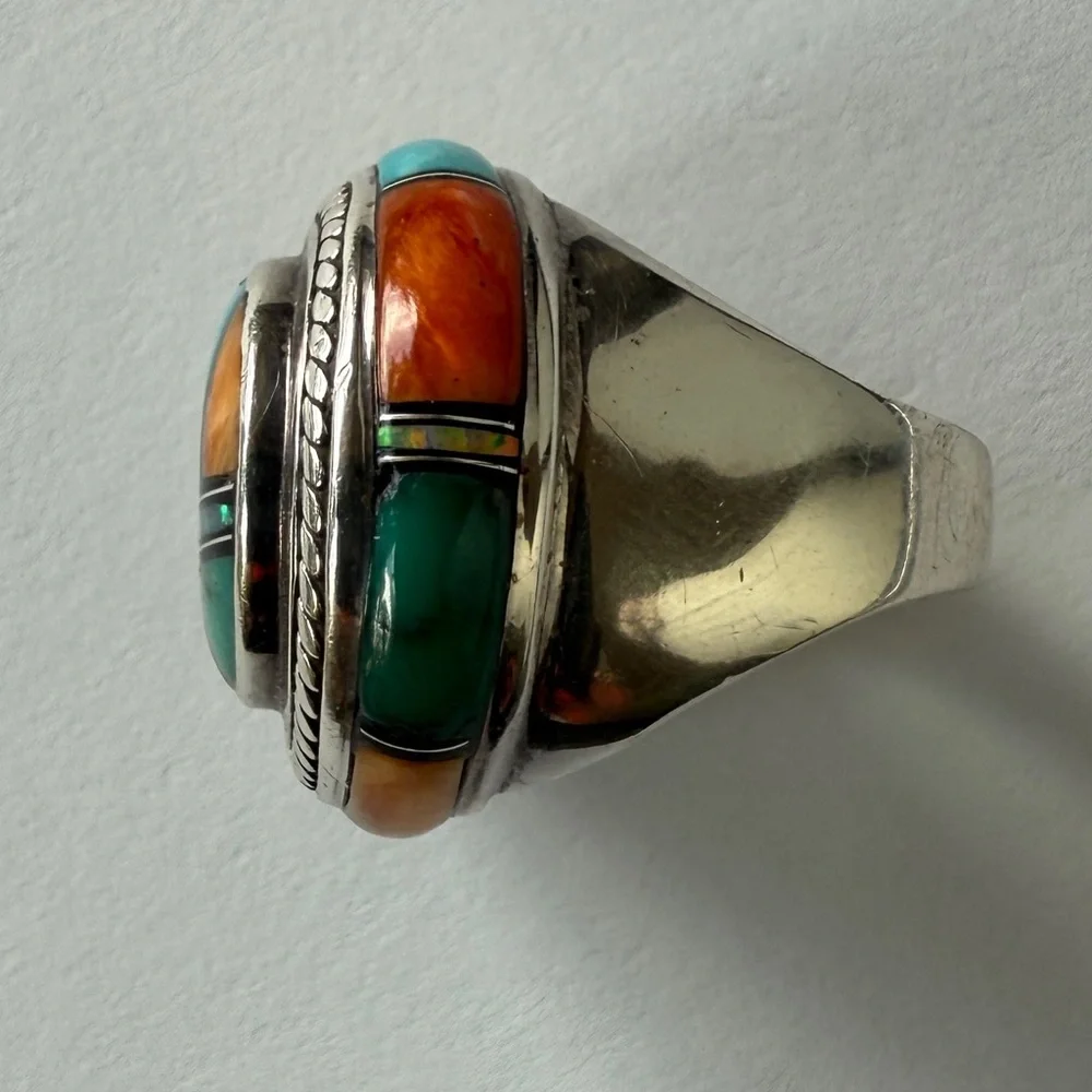Genuine Turquoise & Sterling Sliver Native American Handmade Ring - Picture 5 of 9
